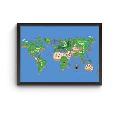 Imagem de Quadro Arte Mapa Super Mario World Poster - Fanarte