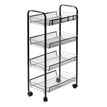 Imagem de LYOR - Carrinho Organizador Multiuso de Metal 5 Prateleiras com Rodinhas Preto 37cm x 24cm x 85cm