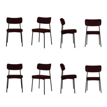 Imagem de Kit com 8 Cadeiras para Sala de Jantar Mona Yescasa Bordô
