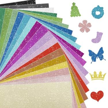 Imagem de Starboling Papel com glitter, 40 folhas de papel brilhante de 20 cores, para Cricut, artesanato, projetos de bricolage, boné de formatura, confecção de cartões, scrapbook, 250 g/m²