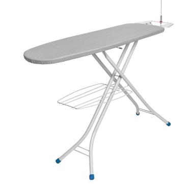 Imagem de Tábua de Passar Roupa Extra Forte em Aço Metalizado com Suporte para Ferro 2001 Top Plus Branco/Cinza