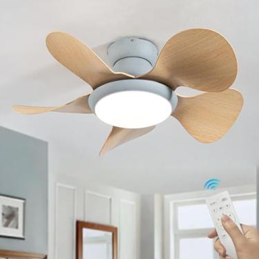 Imagem de Ventiladores de teto pequenos com lâmpadas Silencioso motor DC reversível de 6 velocidades Ventiladores de teto modernos com luzes e controle remoto Função inverno/verão Mini luz de ventilad