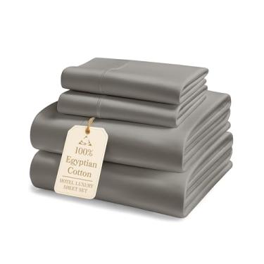 Imagem de LANE LINEN Conjunto de lençóis 100% algodão egípcio California King - 1000 fios, macio e confortável, resistente ao desbotamento, resistente ao desbotamento Oeko-Tex Conjunto de lençóis de algodão Cal