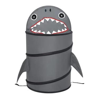 Imagem de Organizador de bichos de pelúcia de pelúcia – Organizador de brinquedos de armazenamento de animais de pelúcia com design de tubarão – recipiente de cesta de armazenamento de brinquedos, organizadores