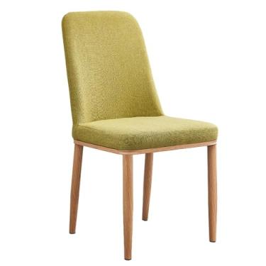 Imagem de Conjunto de 4 cadeiras de jantar de madeira modernas com assento estofado, cadeiras de cozinha macias e confortáveis com pernas e encosto de metal, para decoração de sala de estar e lounge.