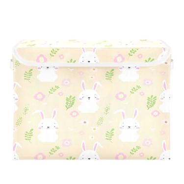 Imagem de SEHANY Cestas de armazenamento fofas de coelho de desenho animado com tampas, organizador de caixas de armazenamento de tecido para armário de roupas, cobertor de escritório, berçário, 42 x 32 x 30 cm