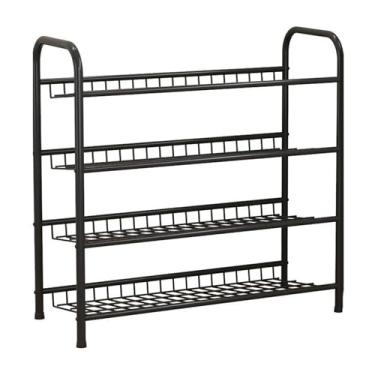 Imagem de CFGH6FDF Sapateira de metal para sapateira, unidade de armazenamento de sapatos de 4 níveis para 16 a 20 pares, prateleira de armazenamento expansível e ajustável para porta de entrada, corredor, sala