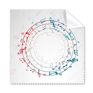 Imagem de Pano de limpeza de notas musicais azul vermelho formato redondo limpador de óculos 5 peças