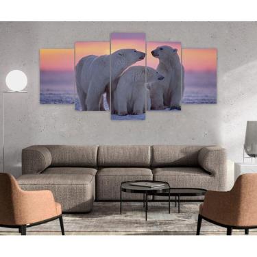 Imagem de Quadro Decorativo Sala Quarto Escritório Três Ursos Brancos