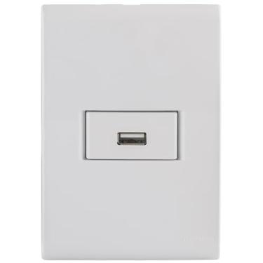 Imagem de Tramontina Conjunto 4x2 com 1 Tomada USB 1,5 A Bivolt Liz Branco