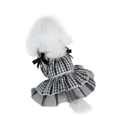 Imagem de INGSIST Vestidos xadrez pretos para cães, roupas pequenas, médias, filhotes, animais de estimação, aniversário, férias, roupas, tamanho PP, P, M, G, GG