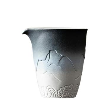 Imagem de Xícara justa de cerâmica Shanhaixing de 210 ml/198.4 g, acessórios vintage para conjunto de chá doméstico - mudança gradual preto e branco