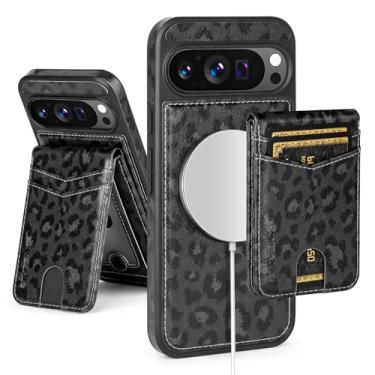 Imagem de SkyEagle Capa carteira compatível Magsafe 2 em 1 destacável para Google Pixel 9 Pro XL com porta-cartões mulheres e homens, couro sintético magnético com bloqueio de RFID, compartimentos de crédito,