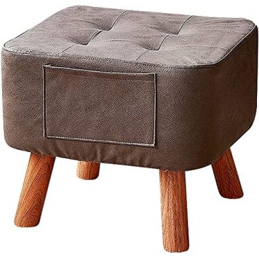 Imagem de Banqueta para os pés, banquinho pequeno, enchimento de esponja elástica, estofado, banquinho baixo para uso interno, com almofada antiderrapante, cadeira de decoração de casa 40 cm x 40 cm x 34 cm