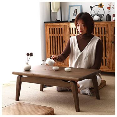 Imagem de Mesa de cocktail de madeira, mesa baixa de altar para meditação, mesa de centro dobrável de tatami, pequena mesa de chá para sentar no chão, bandeja de servir pequeno-almoço, escrita para jogos (marr