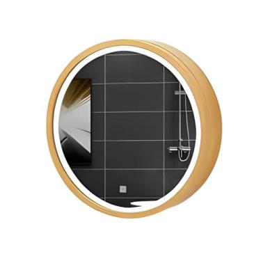 Imagem de AKALNNB Armário de espelho de banheiro, armário de espelho de banheiro redondo, armário de espelho de armazenamento, armário de espelho de banheiro de parede, com prateleira de parede de banheiro