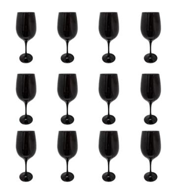 Imagem de Conjunto 12 Taças Vidro Preta Vinho Água 490ml Nadir