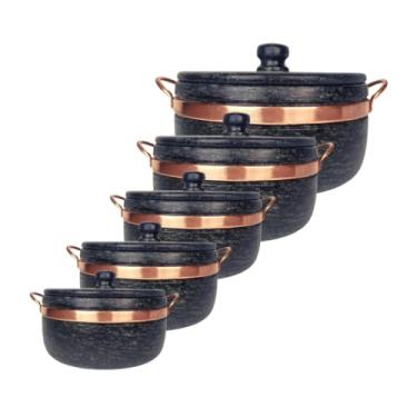 Imagem de Jogos 5 Panelas de Pedra Sabão (2,5L + 1.5L + 800ml + 800ml + 500ml)