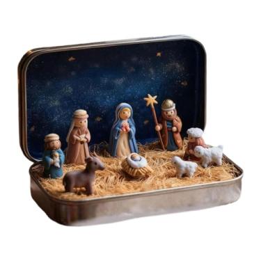 Imagem de harayaa Mini Presépio de Natal, Figuras da Sagrada Família para Decoração de Casa, Cena do Nascimento de Jesus, Ideal para Viagens e Escritório.