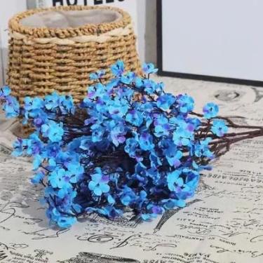 Imagem de Buquê Flor Artificial Cerejeira Mosquitinho Azul Decorativo para Casa Sala Festas e Eventos(1 unidade,Azul)