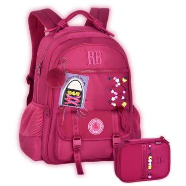 Imagem de Kit Mochila Rebecca Bonbon Costas Meninas Escolar Estojo Box, Rosa