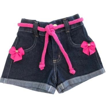 Imagem de Shorts Bermuda Jeans Infantil  P Ao G De Menina  Com Cinto - Flor Do C