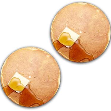 Imagem de Um par de xarope de panqueca e manteiga de comida real #1 Memorabilia de vinil 30,48 cm tapete deslizante para toca-discos tapete de DJ almofada x2