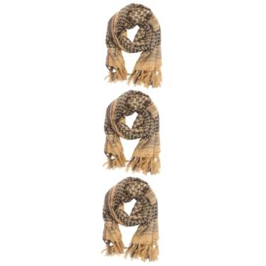 Imagem de Holibanna 3 Pecas lenço árabe cachecol shemagh homens lenços para mulheres traje árabe enquanto lenço cachecol do deserto homens lenço de pescoço árabe táticas poncho homem e mulher algodão