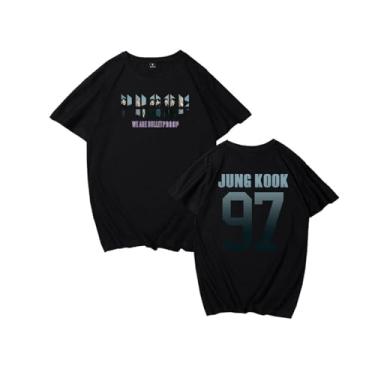 Imagem de Camiseta K-pop Jin Su-ga V Jimin Jungkook J-Hoop Camisetas estampadas para meninas mulheres fãs Contton gola redonda, G Preto, M