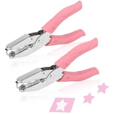 Imagem de Rongon Conjunto de furadores de papel em forma de estrela, 2 peças, kit de furador portátil de 1/4 polegada, ferramentas com scrapbook de cabo macio para artesanato, etiquetas faça você mesmo, bilhete