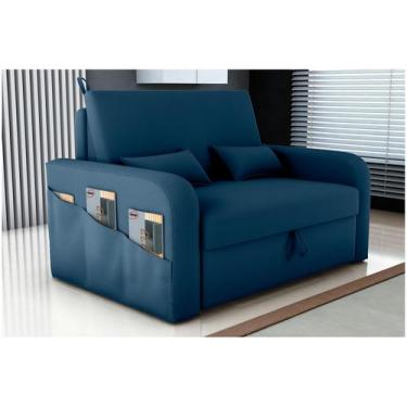 Imagem de Sofá-cama 2 Lugares Casal Veludo Matrix Lady Dai, Azul, 2