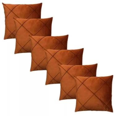 Imagem de Kit 06 Capas de Almofada Suede Drapeada 45x45cm Decorativas Sala Quart