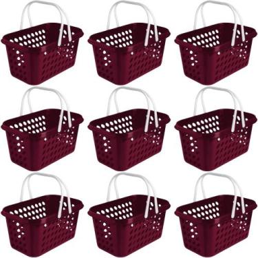 Imagem de Kit 9 Cesta Cestinha Plástica Supermercado Compras 3L c/ Alça Resisten