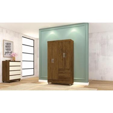 Imagem de Roupeiro Ideal Plus 4 Portas e 2 Gavetas - Cor Imbuia Rústico - Vila R