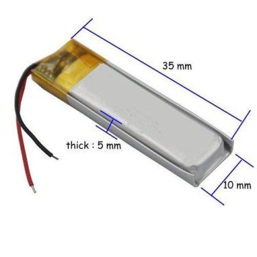 Imagem de Bateria Pequena Mp3  Caneta Lanterna Gravador Cr 501035  com 130mah - 