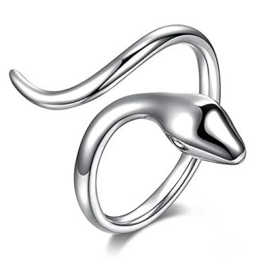 Imagem de Anel de cobra banhado a prata 925 para mulheres e homens, lindos anéis de dedo de rato gótico, joias de presente de aniversário e Natal para mulheres, tamanho 8#