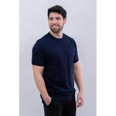 Imagem de Camiseta Masculina Casual Tricot Elegance  - Opus, Azul marinho, GG