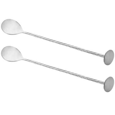 Imagem de 2 Colheres Bailarina 26cm Inox Tress Lyor Bartender Bebidas Coquetel D