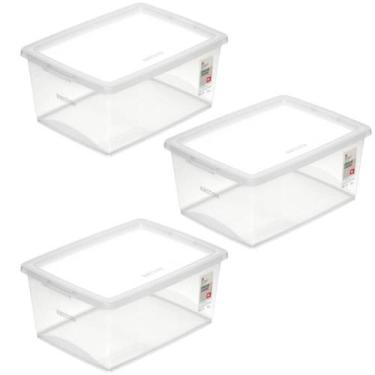 Imagem de Kit 3 Caixas Organizadoras 15L Plástico com Tampa My Closet Ordene Tra