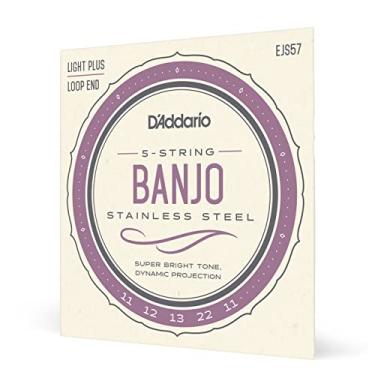 Imagem de D'Addario Cordas Banjo, aço inoxidável, EJS57, calibre médio personalizado 11-22, conjunto de 5 cordas, pacote com 1