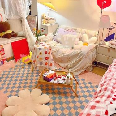 Imagem de HJZSZX Tapete de sala de estar rosa, luz, tabuleiro de xadrez, quarto, cabeceira, mesa de centro, pelúcia, QH3037, YD, A, 300x400cm, 9,8x13,1 pés