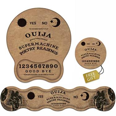 Imagem de Apoio de apoio de pulso ergonômico Mouse pad de gel e conjunto de teclado de espuma de memória, base de PU de borracha antiderrapante para escritório em casa estudando fácil digitação e alívio da dor, placa Ouija retrô