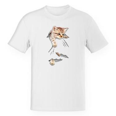 Imagem de Camiseta Infantil  Gatinho saindo pra fora - Alearts, 8