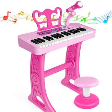 Imagem de Piano Musical Amy & Benton para Meninas (3 a 7 anos) - com Banquinho e