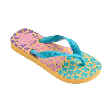 Imagem de Sandalia Havaianas Kids Flores Amarelo Caja/Azul 25/6