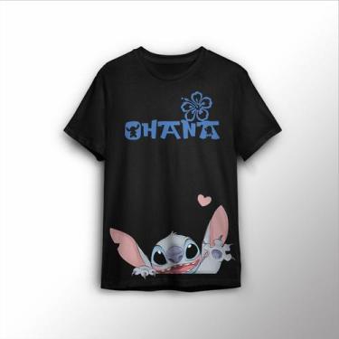 Imagem de Camisa Casual Unissex Estampada Ohana Little Stitch, Algodão - Lobo Se