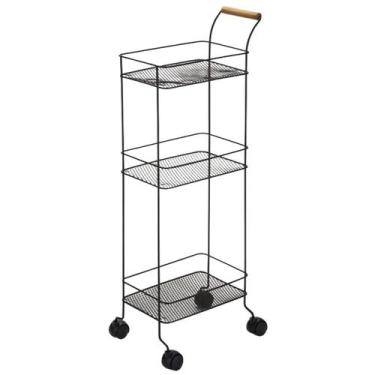 Imagem de Prateleira Com Rodízios Carrinho Organizador Aço Aramado Multiuso Trip