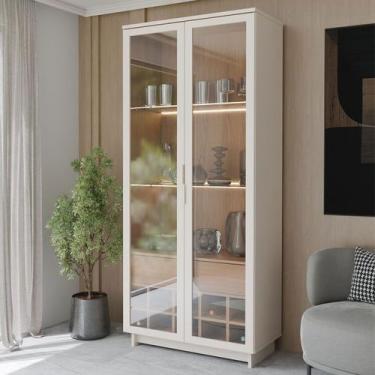 Imagem de Cristaleira Afrodite 2 Portas 1 Gaveta Off White/Freijó - Panorama Móv