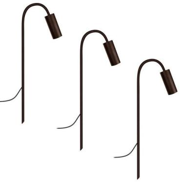 Imagem de Kit 3 Luminárias Balizador Chão Jardim Escada Marrom 50Cm - Single Lig