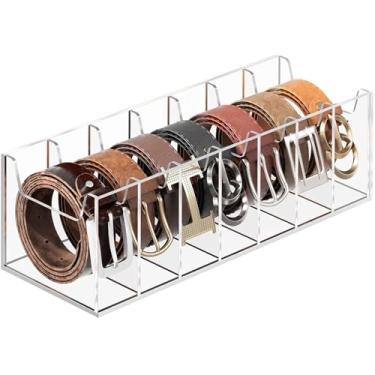 Imagem de MaxGear Organizador de cinto, rack de armazenamento de cinto de acrílico com 7 compartimentos para armário, estojo transparente para cintos, gravatas e gravatas-borboleta
